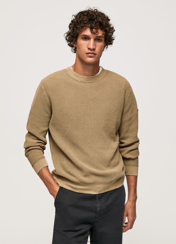 Baumwolljersey in Waffelstrick Männer Pepe Jeans Kamel 84XH6T855