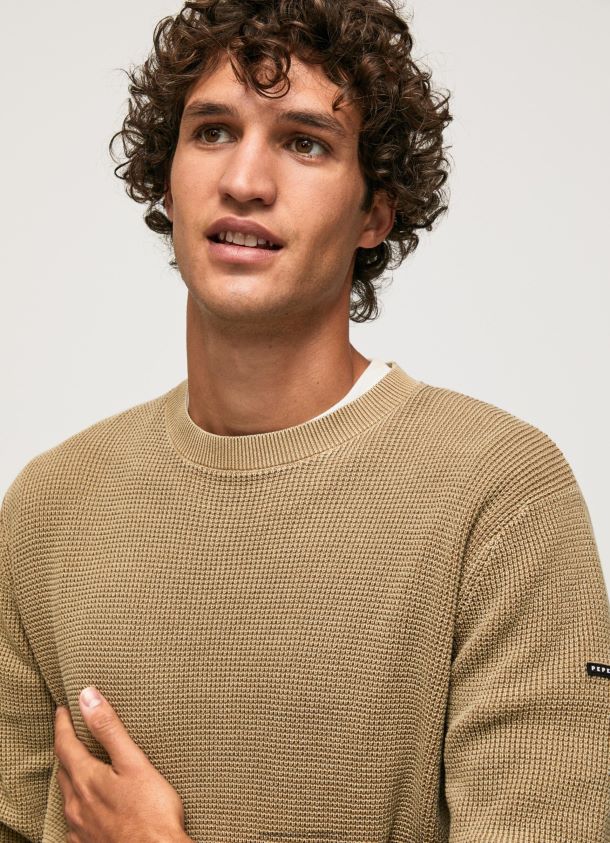Baumwolljersey in Waffelstrick Männer Pepe Jeans Kamel 84XH6T855