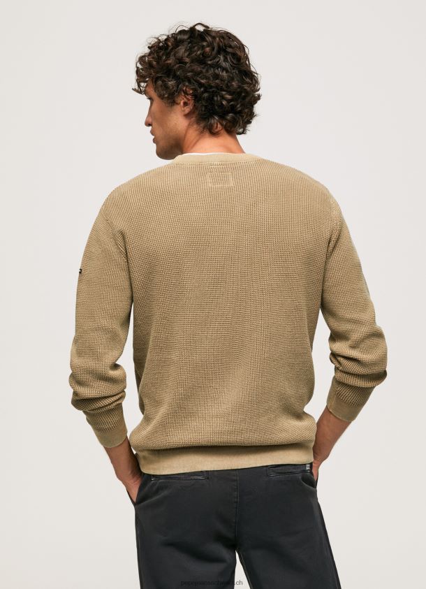 Baumwolljersey in Waffelstrick Männer Pepe Jeans Kamel 84XH6T855