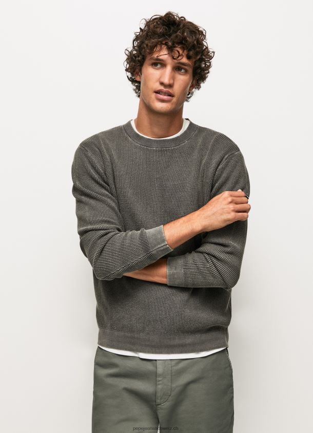 Baumwolljersey in Waffelstrick Männer Pepe Jeans schwarz gewaschen 84XH6T854