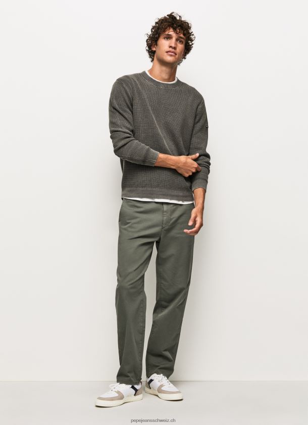 Baumwolljersey in Waffelstrick Männer Pepe Jeans schwarz gewaschen 84XH6T854