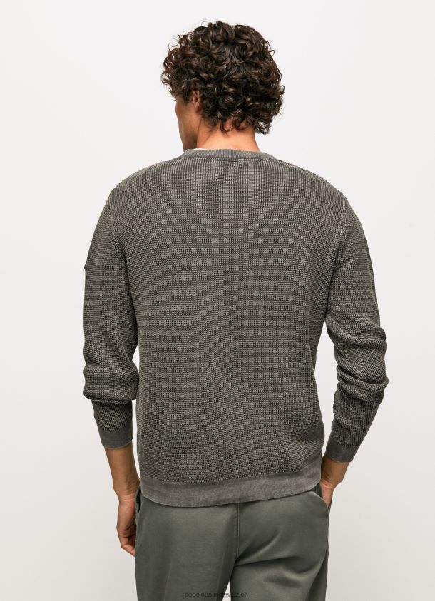 Baumwolljersey in Waffelstrick Männer Pepe Jeans schwarz gewaschen 84XH6T854