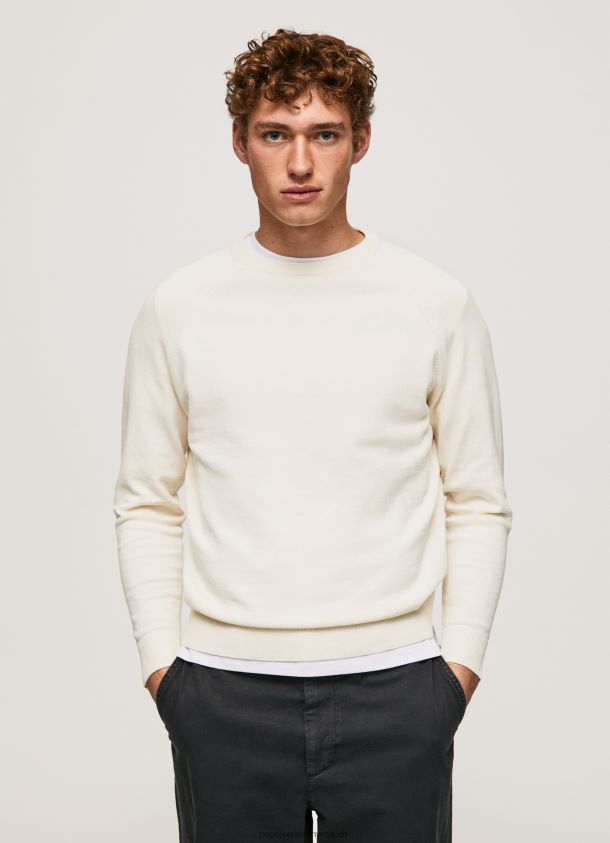 Baumwolljersey mit rundem Kragen Männer Pepe Jeans Elfenbein 84XH6T865