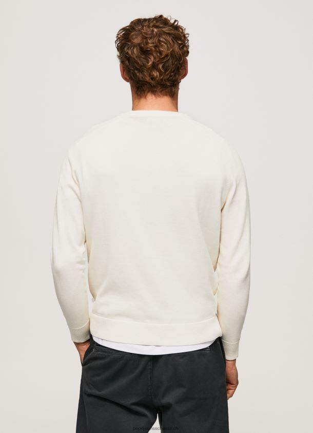 Baumwolljersey mit rundem Kragen Männer Pepe Jeans Elfenbein 84XH6T865