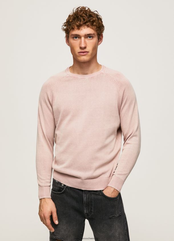 Baumwolljersey mit rundem Kragen Männer Pepe Jeans Rosa bleichen 84XH6T863