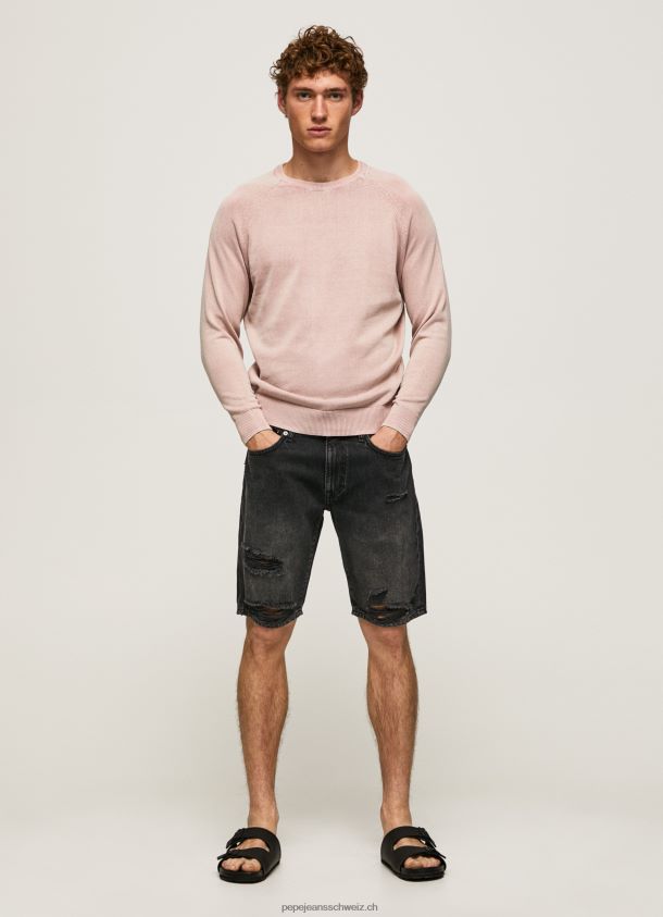 Baumwolljersey mit rundem Kragen Männer Pepe Jeans Rosa bleichen 84XH6T863