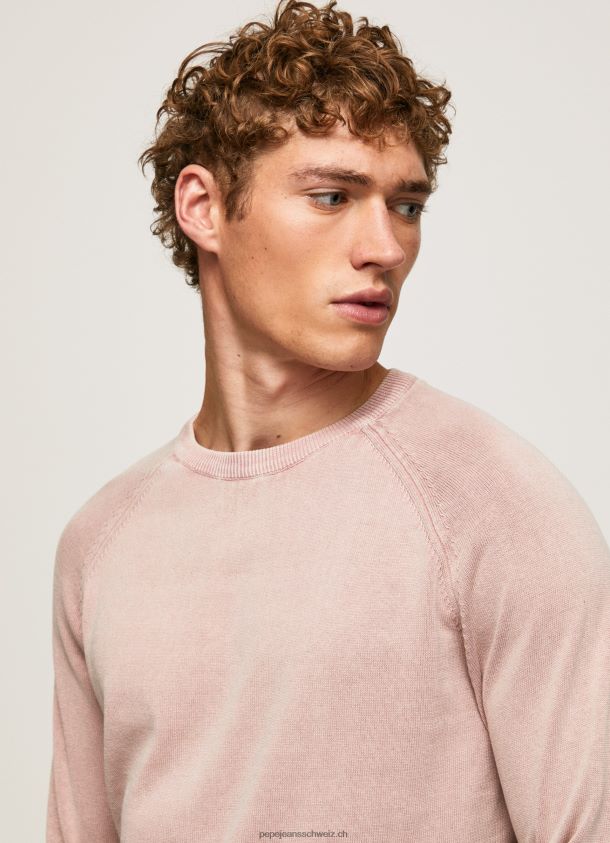 Baumwolljersey mit rundem Kragen Männer Pepe Jeans Rosa bleichen 84XH6T863