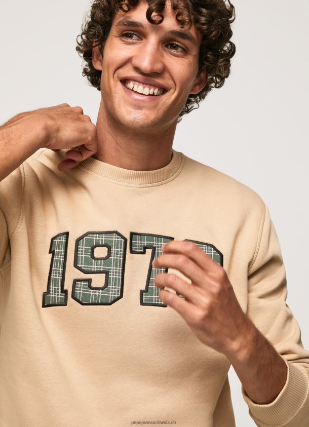 Baumwollpullover mit 1973-Logo Männer Pepe Jeans Stein 84XH6T889