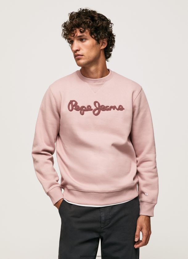 Baumwollpullover mit aufgesticktem Logo Männer Pepe Jeans Rosa bleichen 84XH6T882