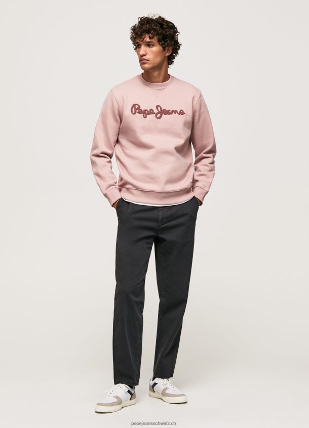 Baumwollpullover mit aufgesticktem Logo Männer Pepe Jeans Rosa bleichen 84XH6T882
