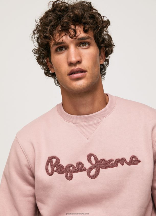 Baumwollpullover mit aufgesticktem Logo Männer Pepe Jeans Rosa bleichen 84XH6T882