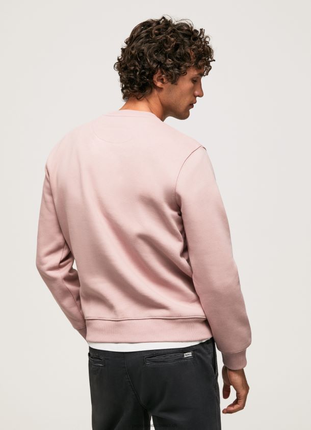 Baumwollpullover mit aufgesticktem Logo Männer Pepe Jeans Rosa bleichen 84XH6T882