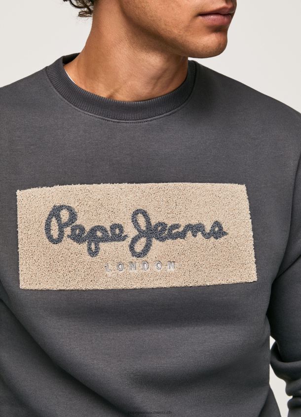 Baumwollpullover mit aufgesticktem Logo Männer Pepe Jeans schwarz gewaschen 84XH6T872