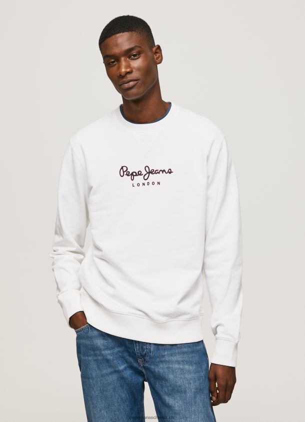 Baumwollpullover mit bedrucktem Logo Männer Pepe Jeans Weiss 84XH6T880