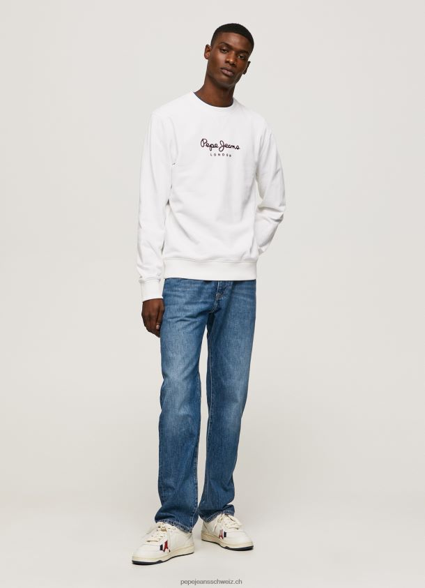 Baumwollpullover mit bedrucktem Logo Männer Pepe Jeans Weiss 84XH6T880