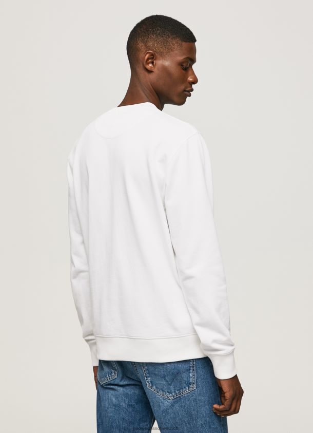 Baumwollpullover mit bedrucktem Logo Männer Pepe Jeans Weiss 84XH6T880