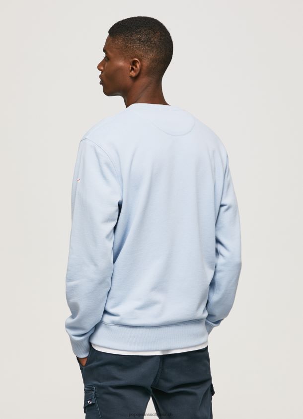 Baumwollpullover mit bedrucktem Logo Männer Pepe Jeans blau bleichen 84XH6T876