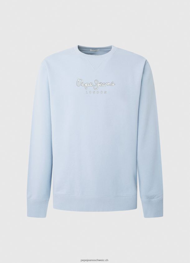 Baumwollpullover mit bedrucktem Logo Männer Pepe Jeans blau bleichen 84XH6T876