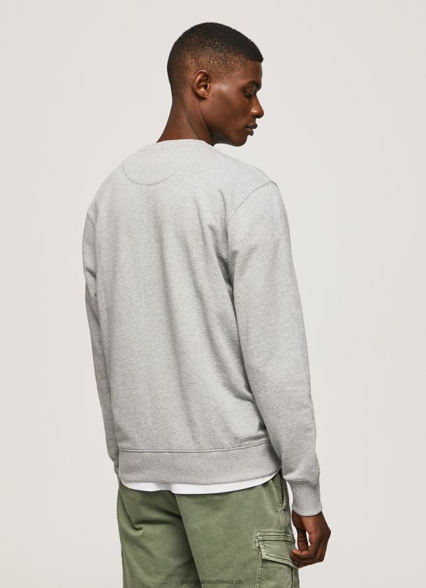 Baumwollpullover mit bedrucktem Logo Männer Pepe Jeans grau meliert 84XH6T895