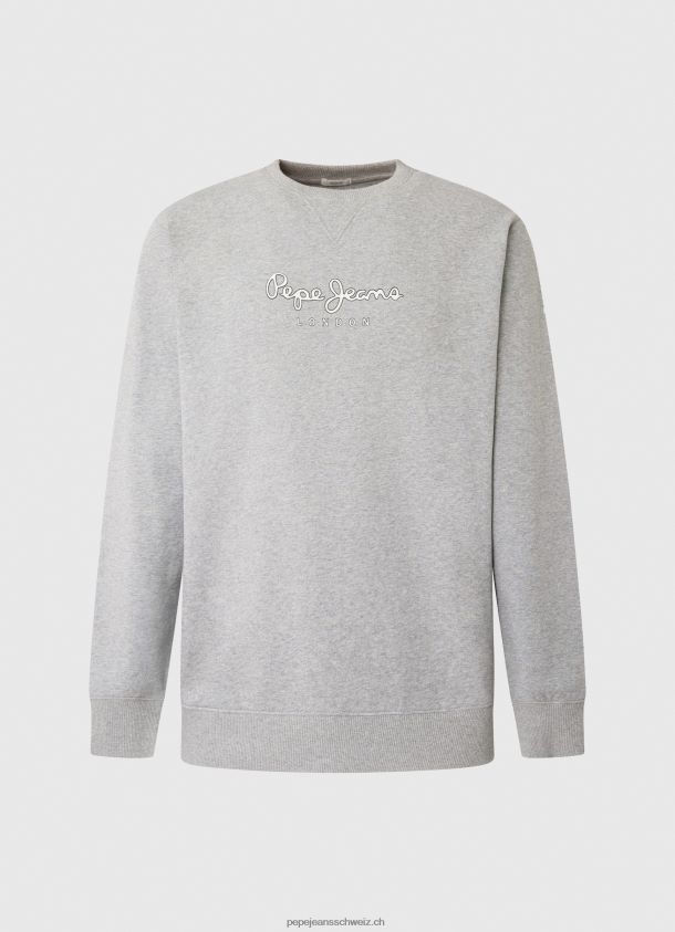 Baumwollpullover mit bedrucktem Logo Männer Pepe Jeans grau meliert 84XH6T895
