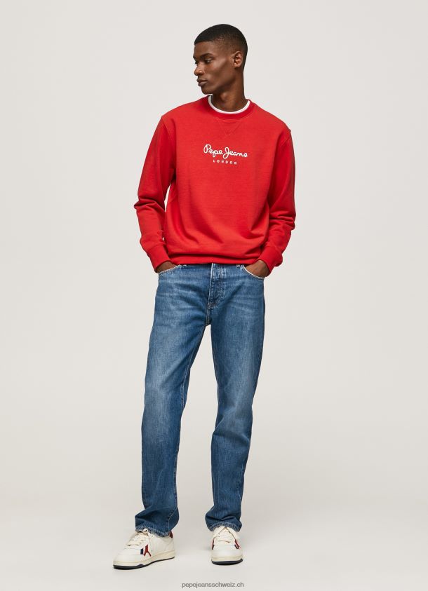 Baumwollpullover mit bedrucktem Logo Männer Pepe Jeans studiorot 84XH6T890