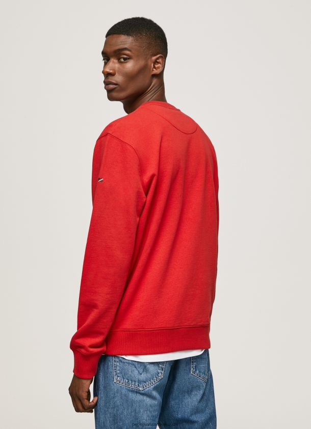 Baumwollpullover mit bedrucktem Logo Männer Pepe Jeans studiorot 84XH6T890
