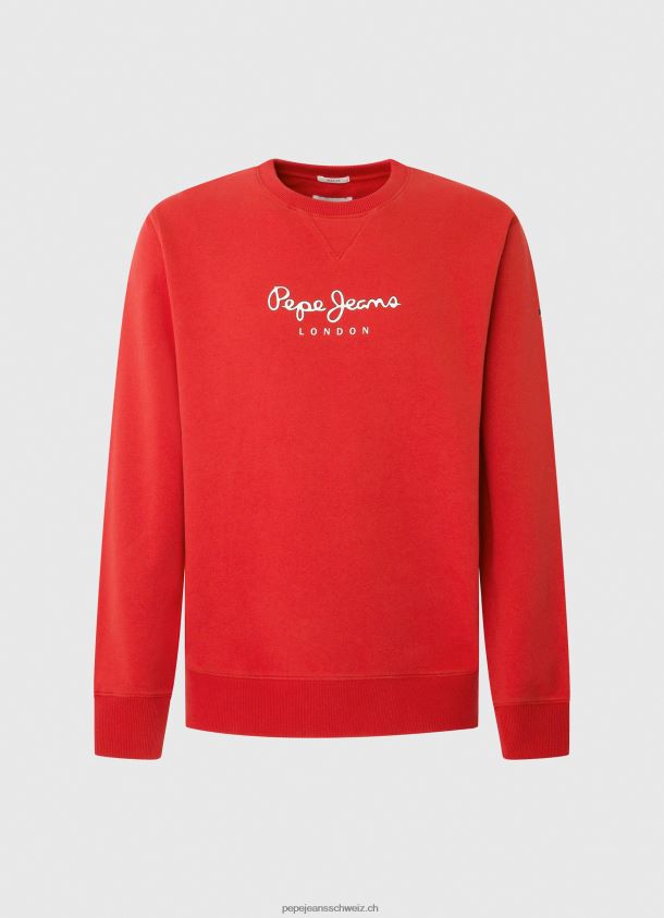 Baumwollpullover mit bedrucktem Logo Männer Pepe Jeans studiorot 84XH6T890