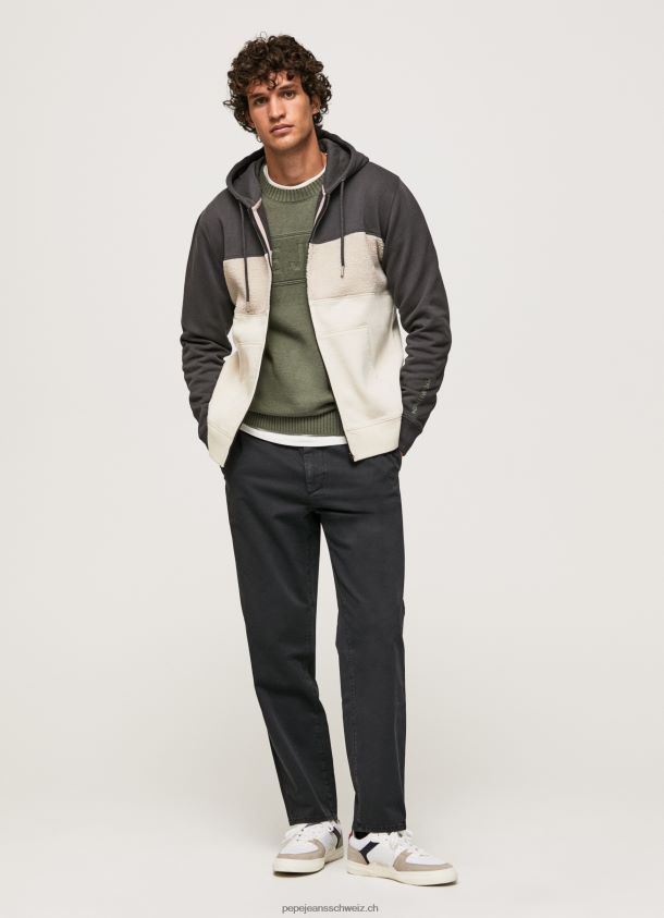 Pullover mit Reißverschluss aus Baumwolle Männer Pepe Jeans schwarz gewaschen 84XH6T892