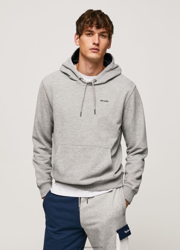 verstellbarer Hoodie aus Baumwolle Männer Pepe Jeans grau meliert 84XH6T896