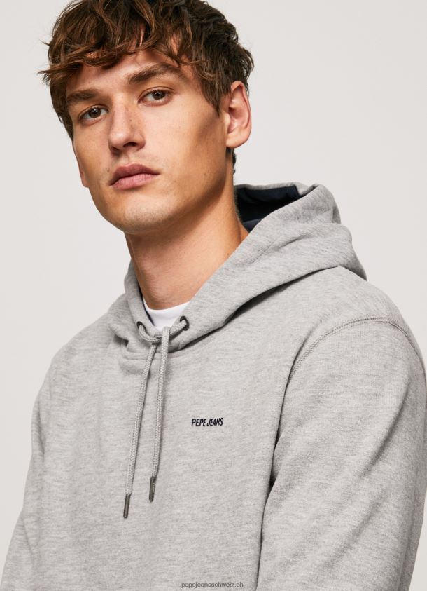 verstellbarer Hoodie aus Baumwolle Männer Pepe Jeans grau meliert 84XH6T896