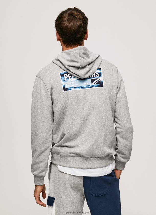 verstellbarer Hoodie aus Baumwolle Männer Pepe Jeans grau meliert 84XH6T896