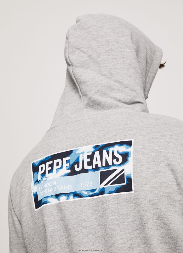 verstellbarer Hoodie aus Baumwolle Männer Pepe Jeans grau meliert 84XH6T896