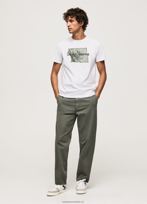 Baumwoll-Logo-T-Shirt Männer Pepe Jeans Weiss 84XH6T938