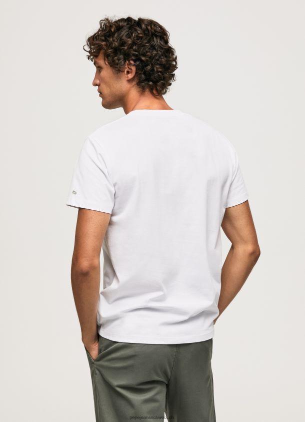 Baumwoll-Logo-T-Shirt Männer Pepe Jeans Weiss 84XH6T938