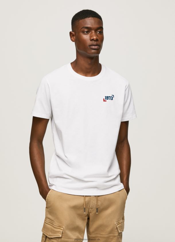 Baumwoll-T-Shirt mit 1973-Logo Männer Pepe Jeans Weiss 84XH6T950