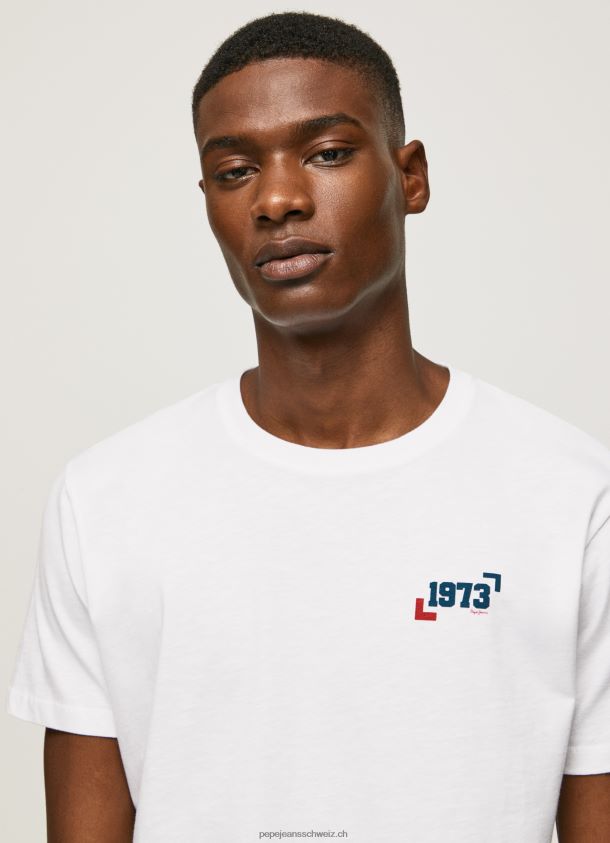 Baumwoll-T-Shirt mit 1973-Logo Männer Pepe Jeans Weiss 84XH6T950