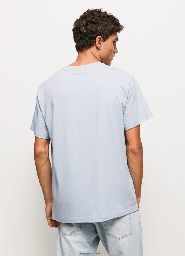 Baumwoll-T-Shirt mit 1973-Logo Männer Pepe Jeans blau bleichen 84XH6T924