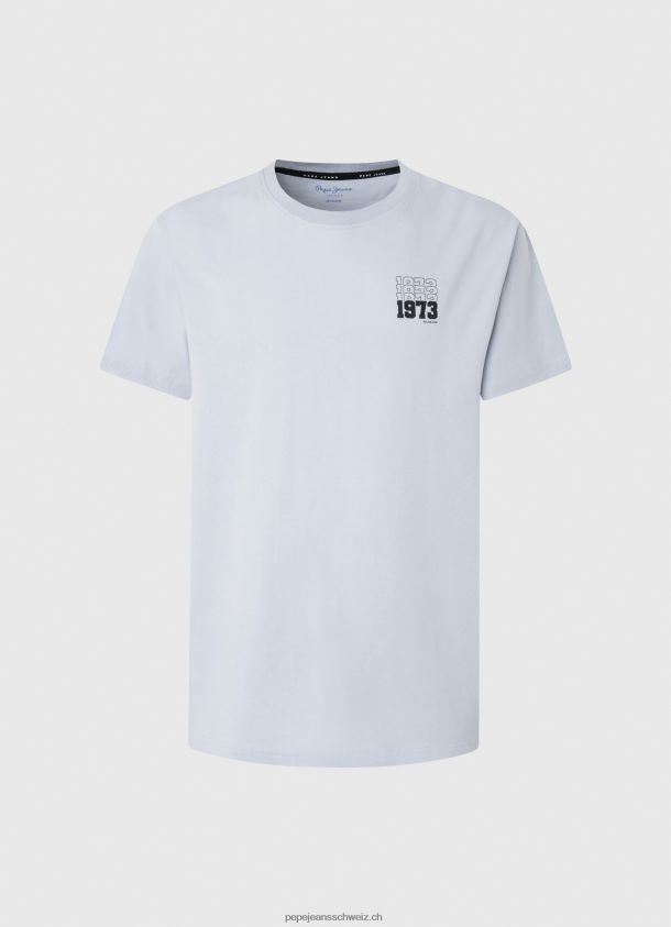 Baumwoll-T-Shirt mit 1973-Logo Männer Pepe Jeans blau bleichen 84XH6T924