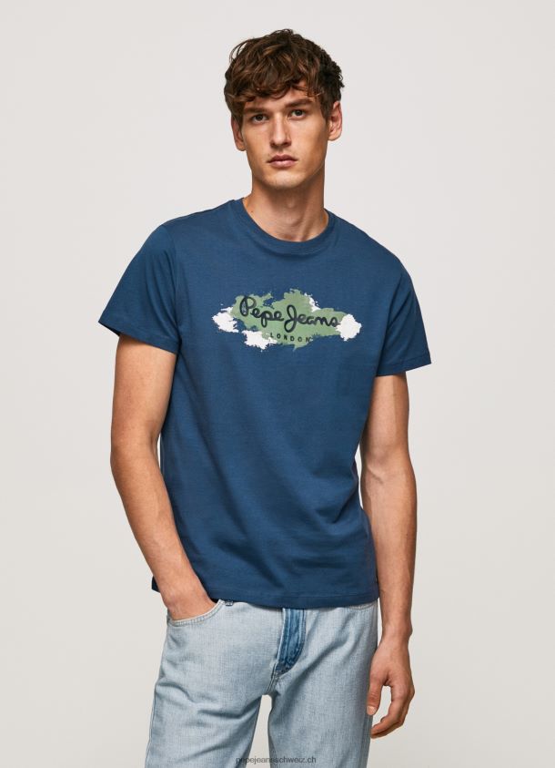 Baumwoll-T-Shirt mit Bürsten-Logo Männer Pepe Jeans Jarman 84XH6T983