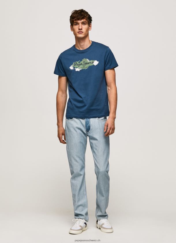 Baumwoll-T-Shirt mit Bürsten-Logo Männer Pepe Jeans Jarman 84XH6T983