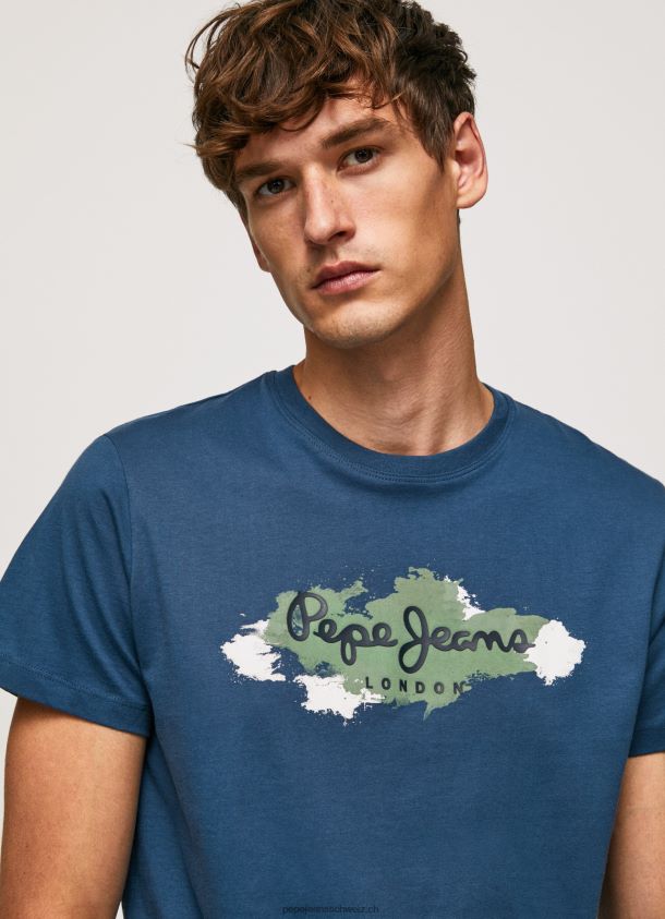 Baumwoll-T-Shirt mit Bürsten-Logo Männer Pepe Jeans Jarman 84XH6T983