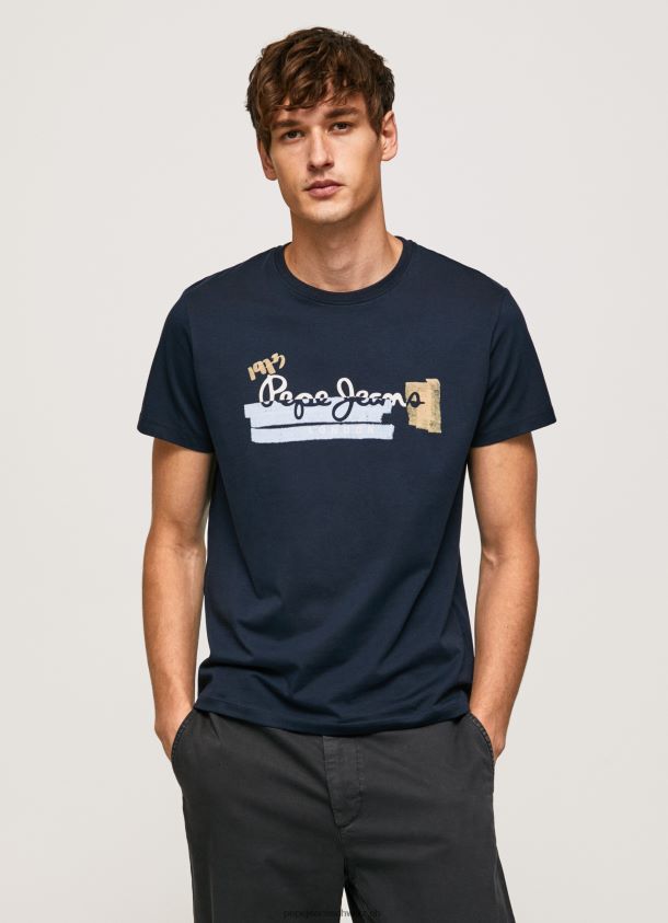 Baumwoll-T-Shirt mit Bürsten-Logo Männer Pepe Jeans dulwich 84XH6T932