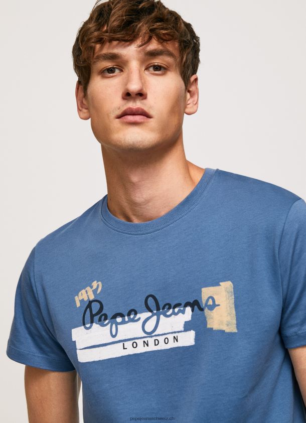 Baumwoll-T-Shirt mit Bürsten-Logo Männer Pepe Jeans ozzy 84XH6T929