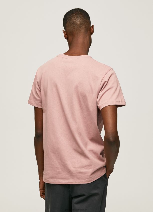 Baumwoll-T-Shirt mit aufgesticktem Logo Männer Pepe Jeans Rosa bleichen 84XH6T926