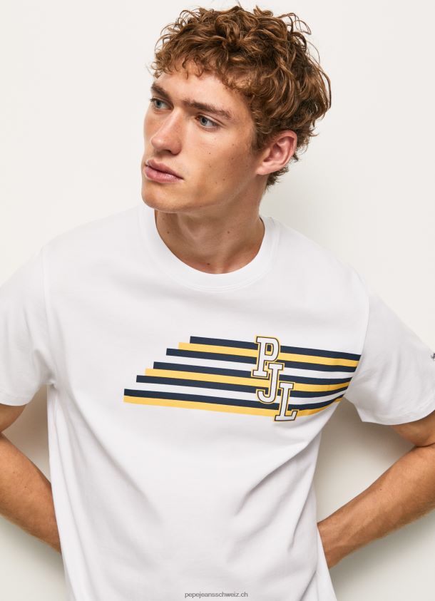 Buchstaben-Logo-T-Shirt Männer Pepe Jeans Weiss 84XH6T977