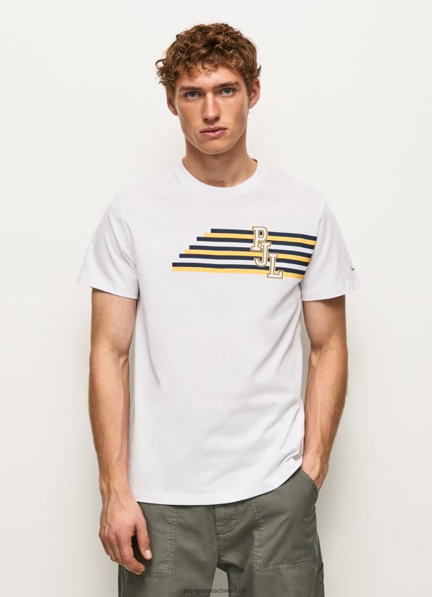 Buchstaben-Logo-T-Shirt Männer Pepe Jeans Weiss 84XH6T977