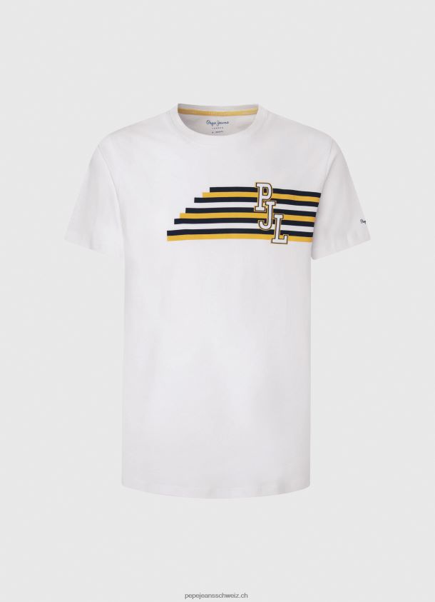 Buchstaben-Logo-T-Shirt Männer Pepe Jeans Weiss 84XH6T977