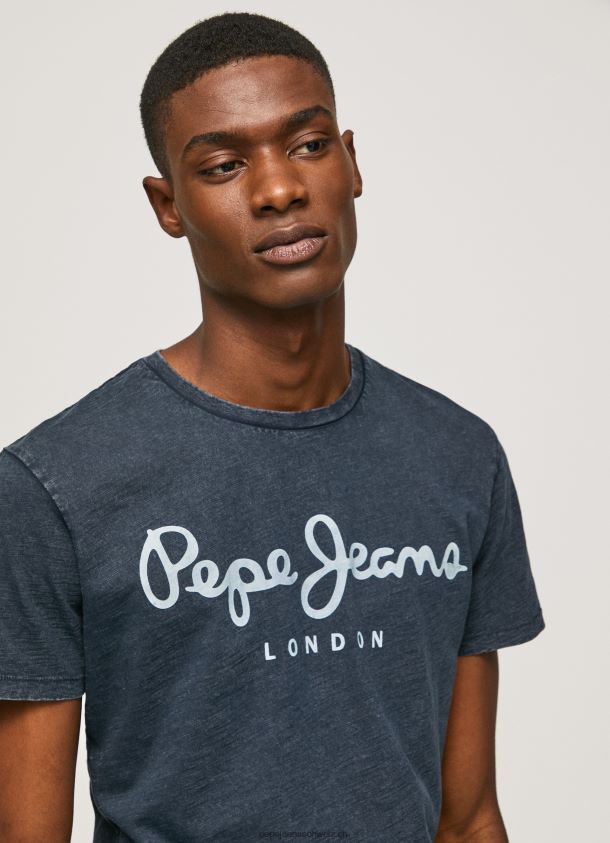 Essentialenim n T-Shirt mit bedrucktem Logo Männer Pepe Jeans Indigo 84XH6T1015