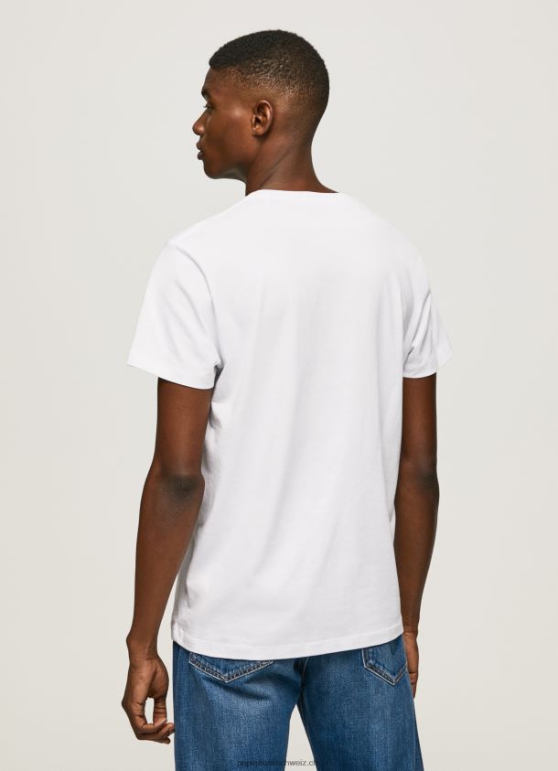 Flaggen-Logo n T-Shirt mit wehender Flagge Männer Pepe Jeans Weiss 84XH6T1014