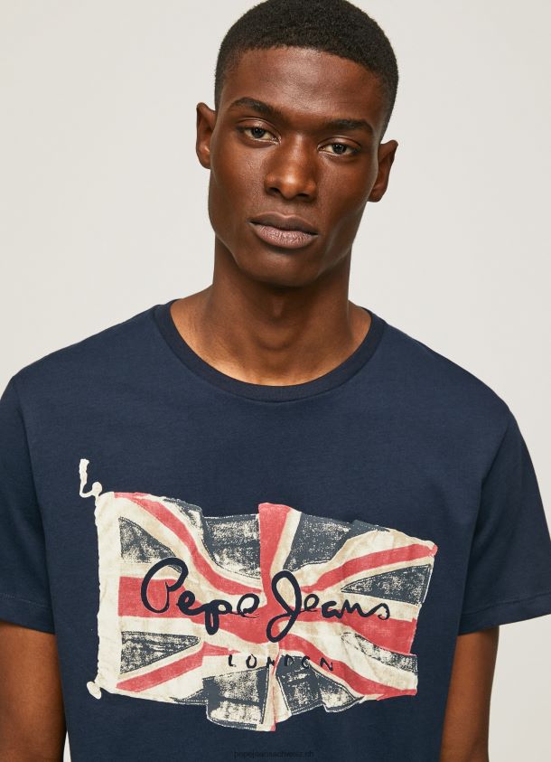 Flaggen-Logo n T-Shirt mit wehender Flagge Männer Pepe Jeans dulwich 84XH6T935
